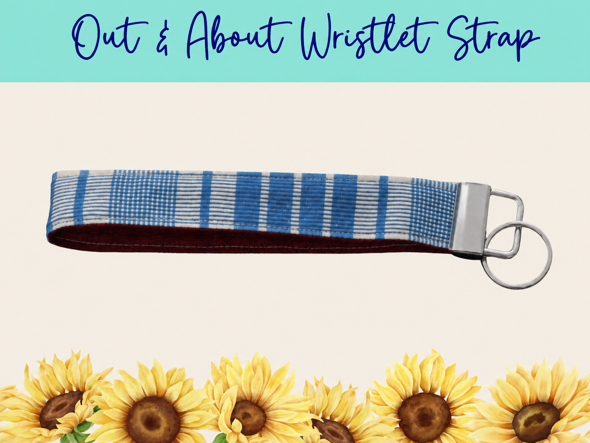 Blue Americana Plaid Out & About Wristlet Strap – Style 1 | Handmade Fabric Wristlet