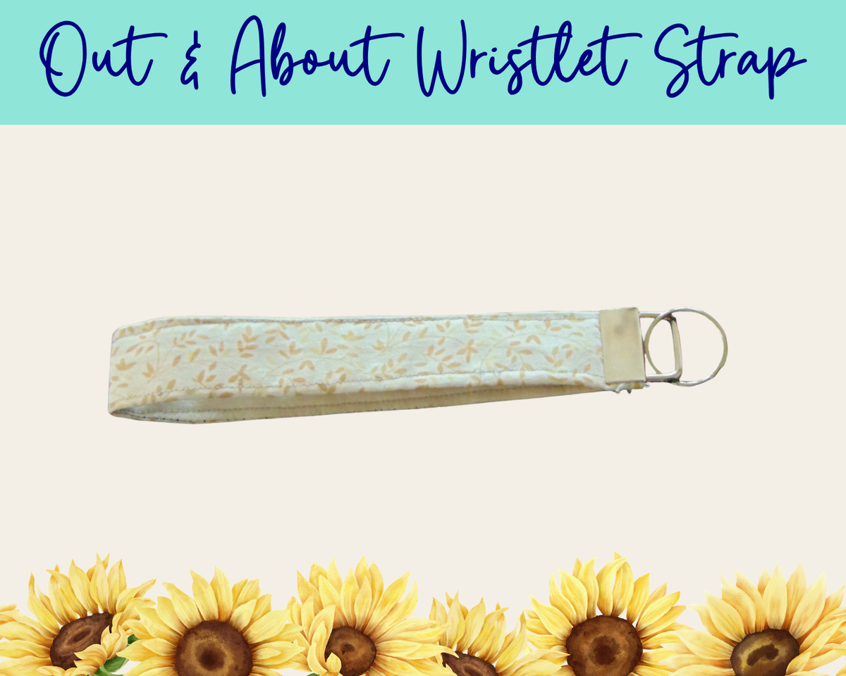 Whispering Vines Cream Out & About Wristlet Strap | Handmade Fabric Wristlet
