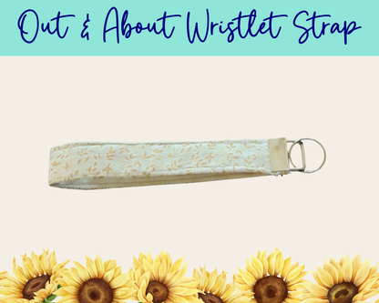 Whispering Vines Cream Out & About Wristlet Strap | Handmade Fabric Wristlet