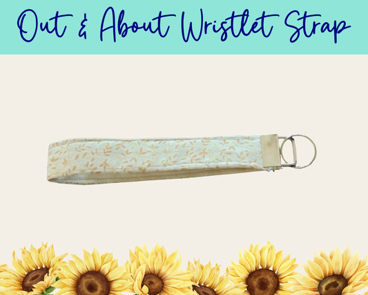 Whispering Vines Cream Out & About Wristlet Strap | Handmade Fabric Wristlet