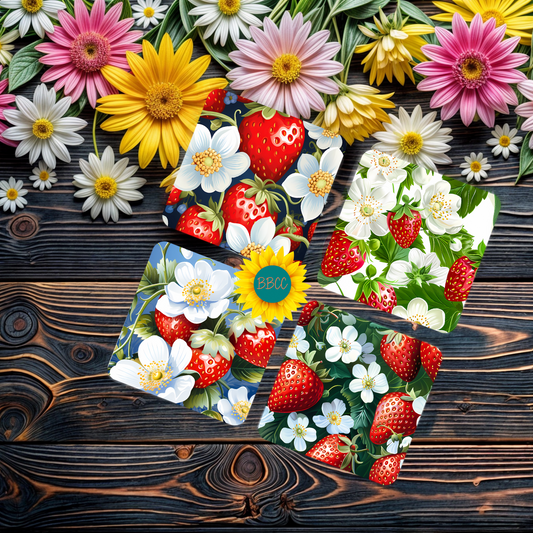 Strawberry Blossom Summer Square Coasters