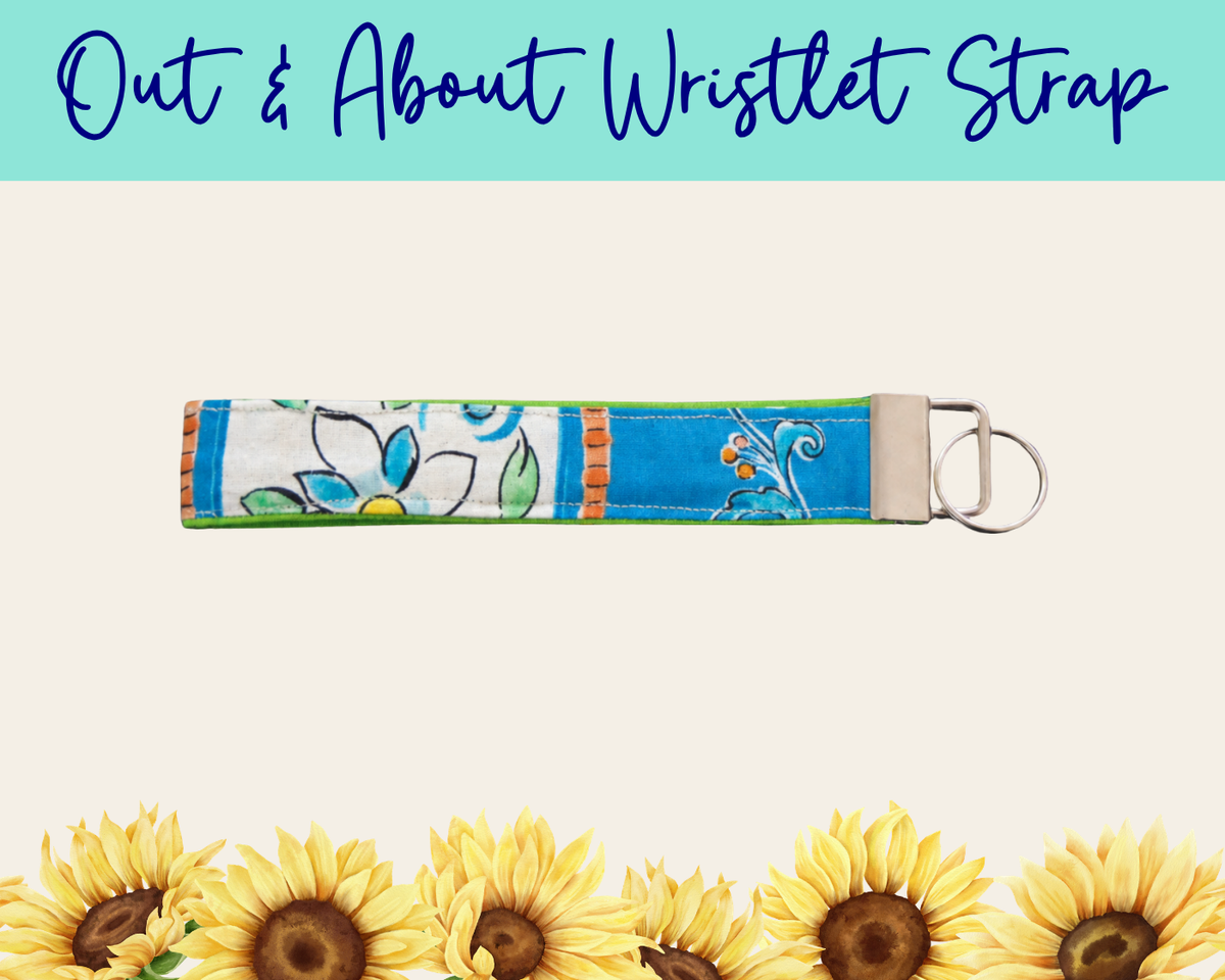 Lemon Grove Stripes Out & About Wristlet Strap | Handmade Fabric Wristlet