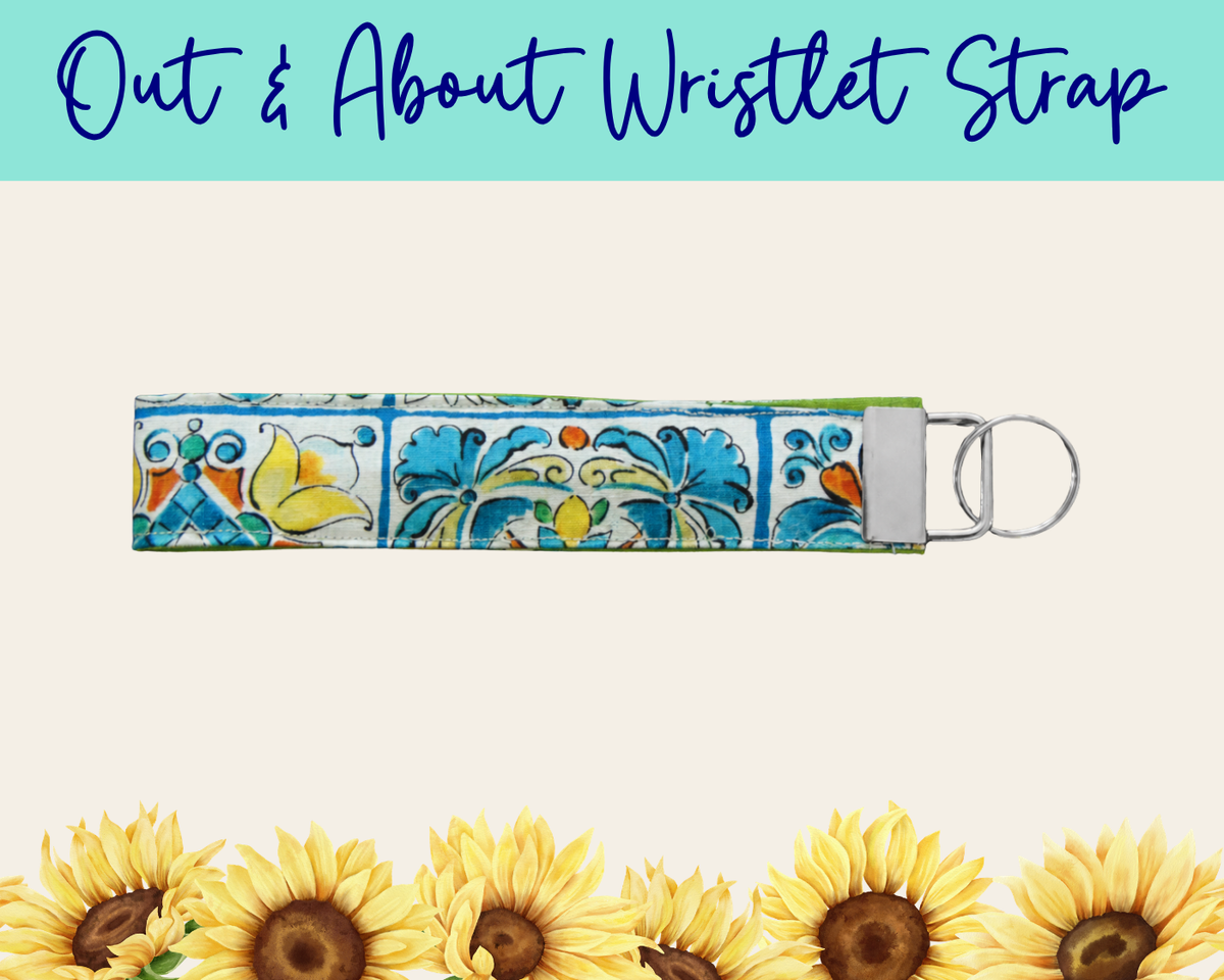 Lemon Grove Tiles Out & About Wristlet Strap | Handmade Fabric Wristlet