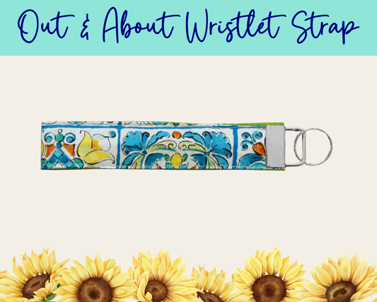 Lemon Grove Tiles Out & About Wristlet Strap | Handmade Fabric Wristlet