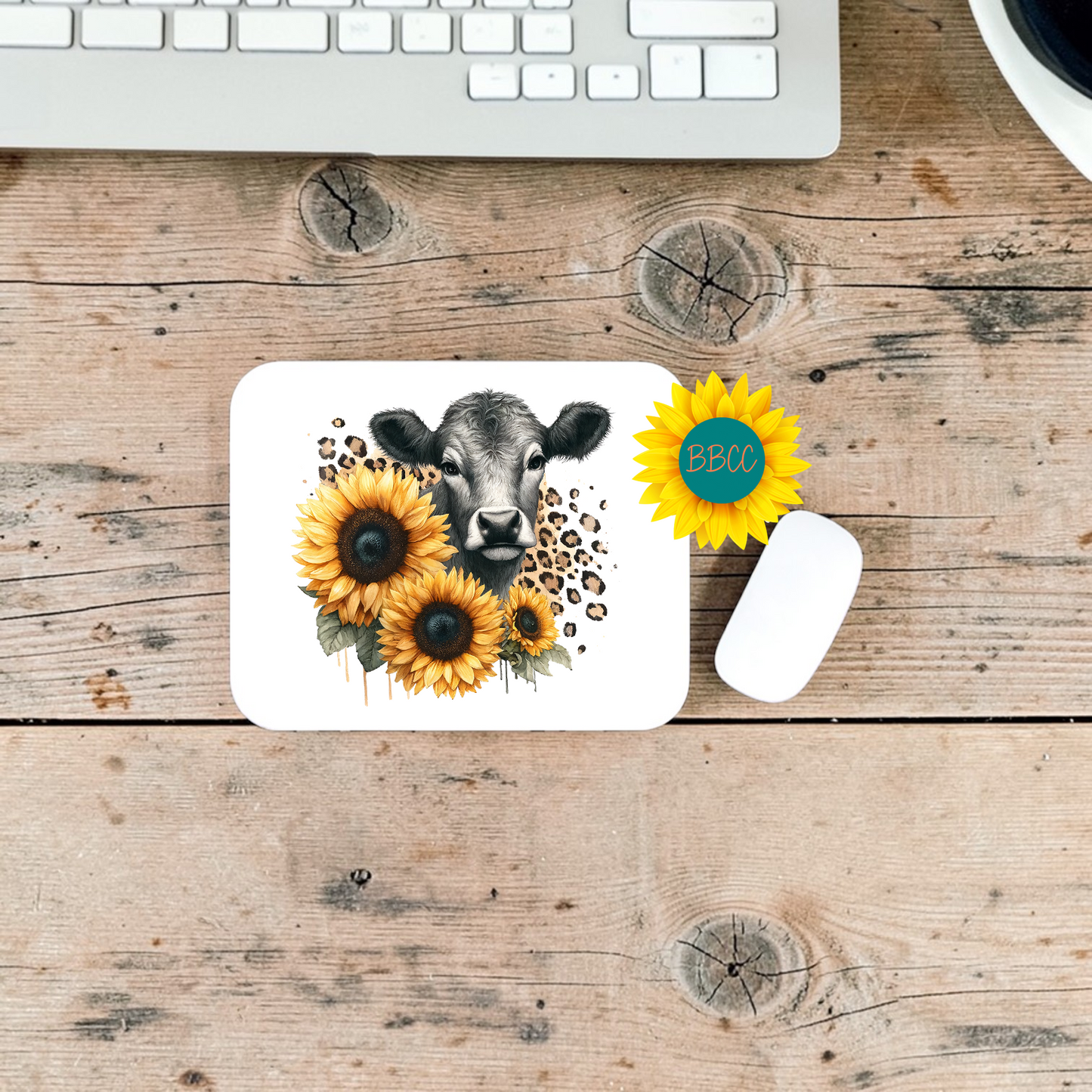 Sunflower Cow Mouse Pad