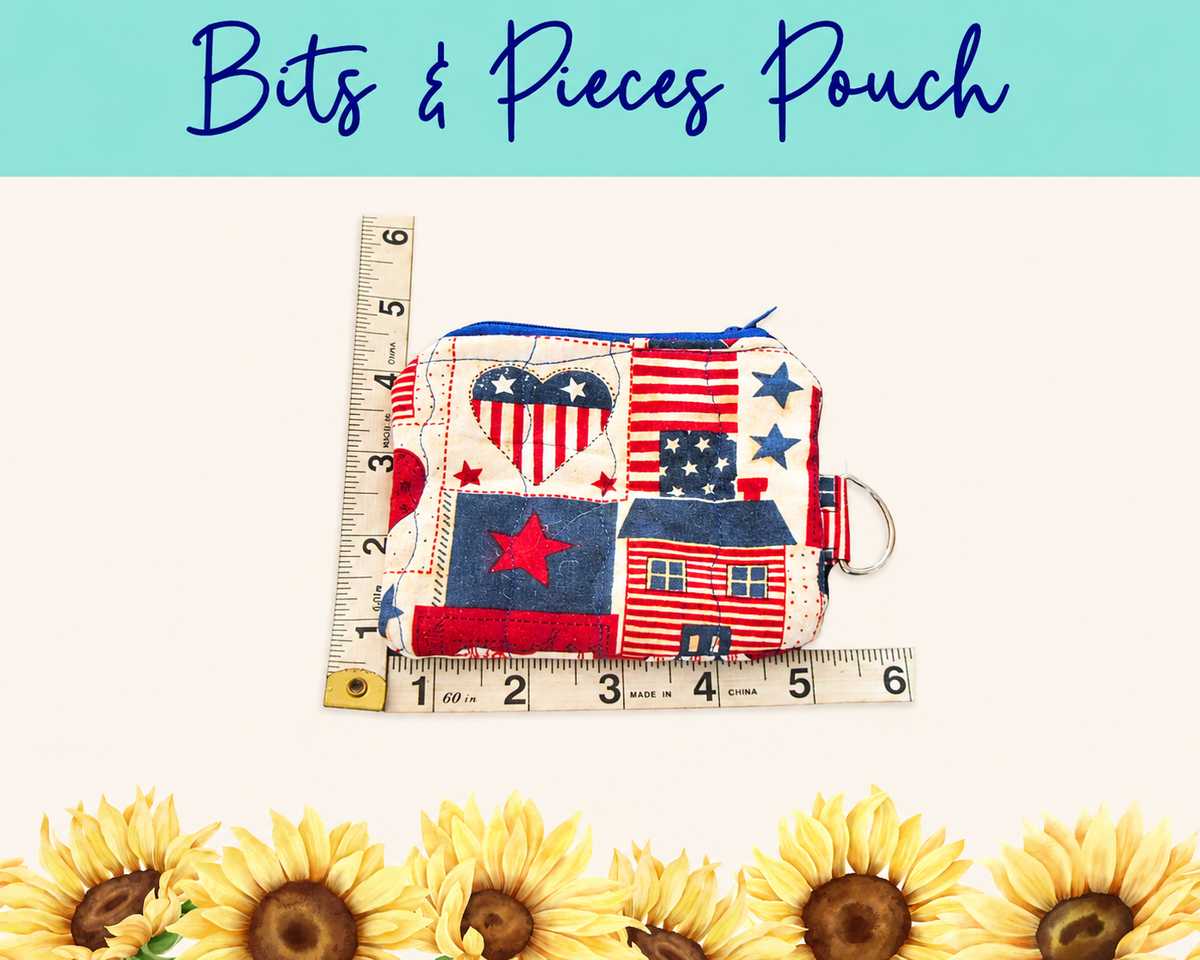 Americana Patchwork 2 Bits & Pieces Pouch | Handmade Fabric Zipper Pouch