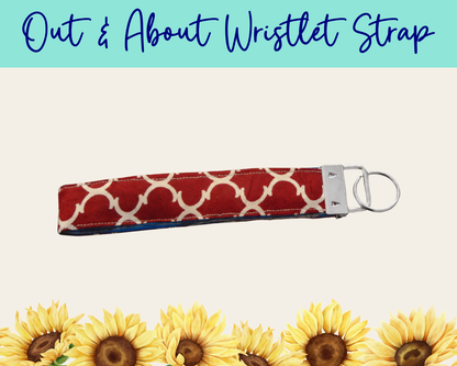 Americana Red Lattice Out & About Wristlet Strap | Handmade Fabric Wristlet