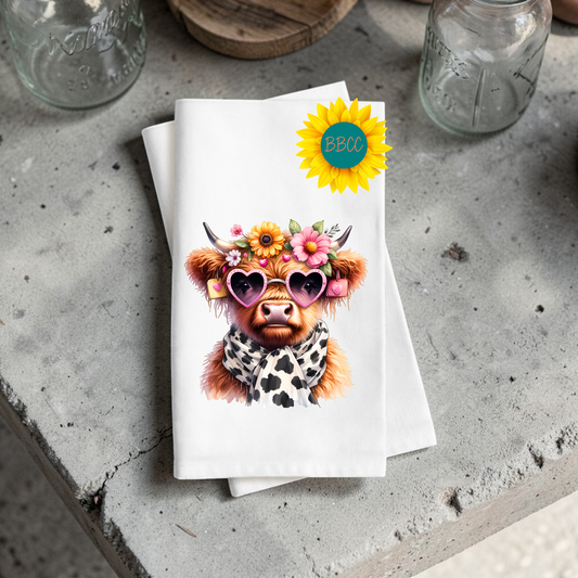 Sassy Cow with Sunglasses Tea Towel