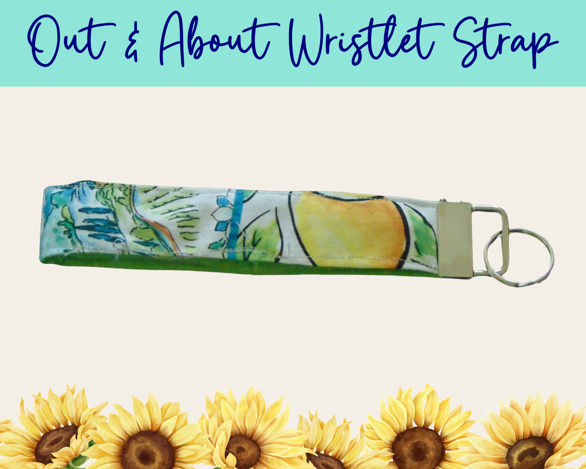 Lemon Grove Patchwork Out & About Wristlet Strap | Handmade Fabric Wristlet