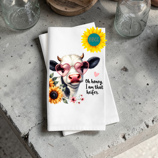 Sweet Sass Heifer Cow Tea Towel