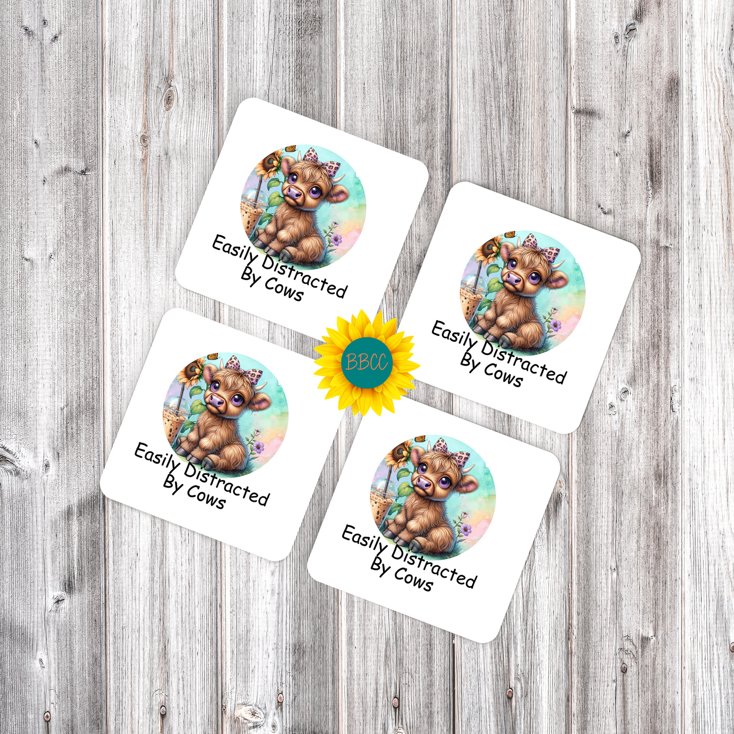 Cow Easily Distracted By Cows Square Coasters
