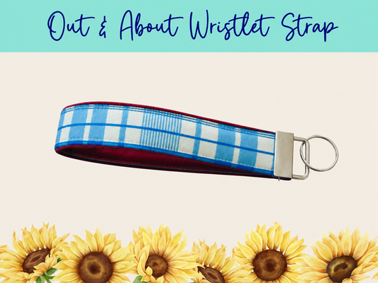 Blue Americana Plaid Out & About Wristlet Strap – Style 2 | Handmade Fabric Wristlet