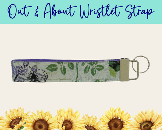 Butterfly Hollow Purple Out & About Wristlet Strap | Handmade Fabric Wristlet