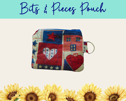 Americana Patchwork 1 Bits & Pieces Pouch | Handmade Fabric Zipper Pouch
