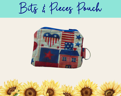 Americana Patchwork 2 Bits & Pieces Pouch | Handmade Fabric Zipper Pouch