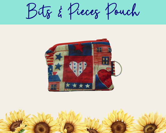 Americana Patchwork 3 Bits & Pieces Pouch | Handmade Fabric Zipper Pouch