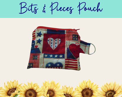 Americana Patchwork 4 Bits & Pieces Pouch | Handmade Fabric Zipper Pouch