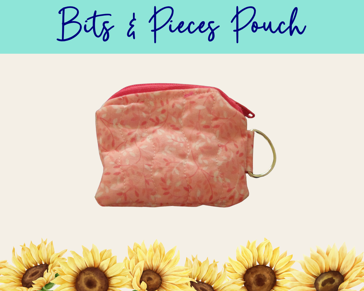 Whispering Vines Pink Bits & Pieces Pouch | Handmade Fabric Zipper Pouch