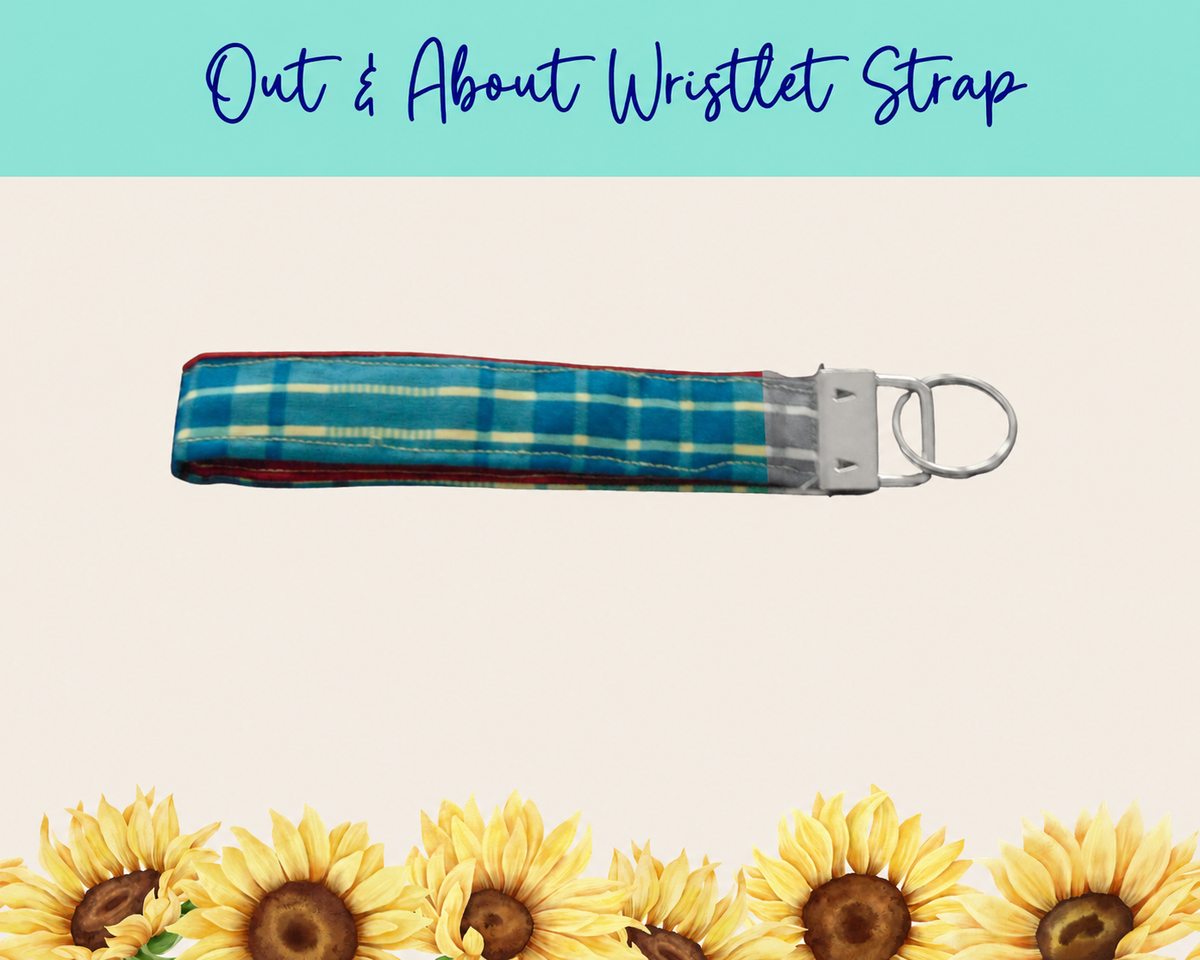 Blue Americana Plaid Out & About Wristlet Strap – Style 3 | Handmade Fabric Wristlet