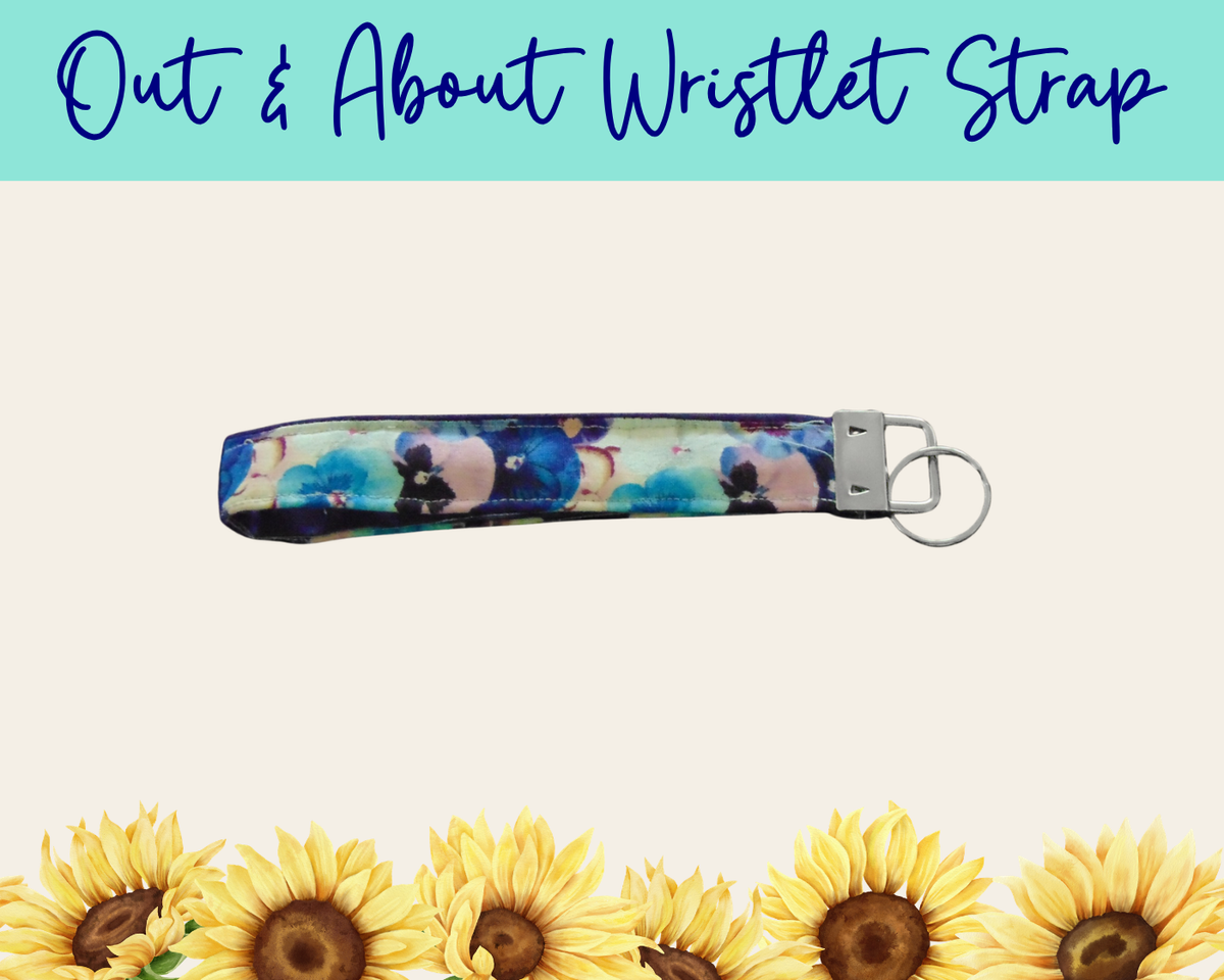 Pansy Meadow Dark Purple Out & About Wristlet Strap | Handmade Fabric Wristlet