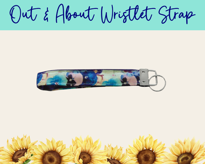 Pansy Meadow Dark Purple Out & About Wristlet Strap | Handmade Fabric Wristlet