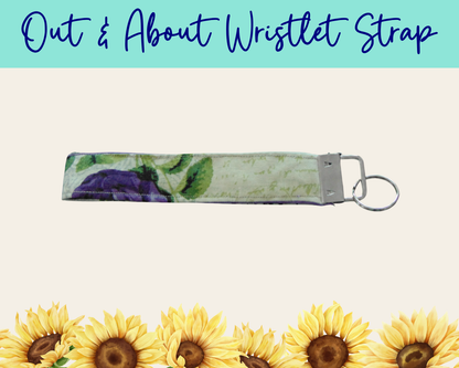 Butterfly Hollow Purple Out & About Wristlet Strap | Handmade Fabric Wristlet
