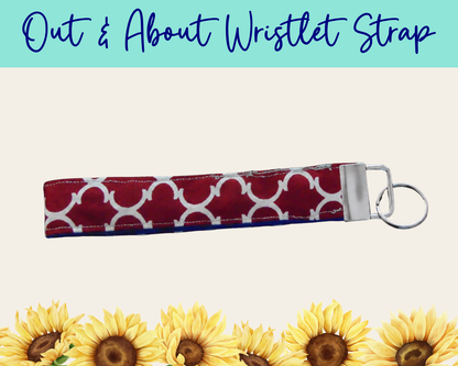 Americana Red Lattice Out & About Wristlet Strap | Handmade Fabric Wristlet