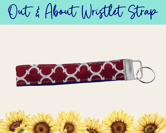 Americana Red Lattice Out & About Wristlet Strap | Handmade Fabric Wristlet