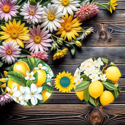 Lemon Blossom Car Coasters Set of 2