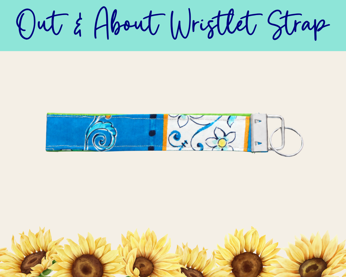 Lemon Grove Stripes Out & About Wristlet Strap | Handmade Fabric Wristlet