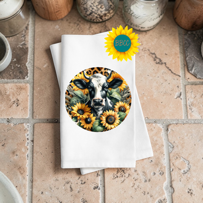 Sunflower Cow Circle Kitchen Tea Towel