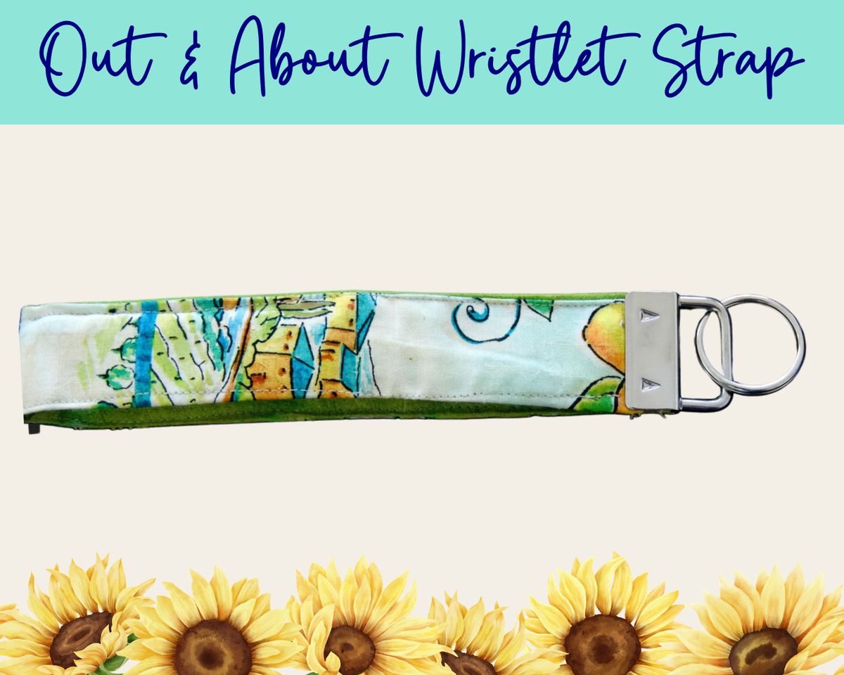 Lemon Grove Patchwork Out & About Wristlet Strap | Handmade Fabric Wristlet