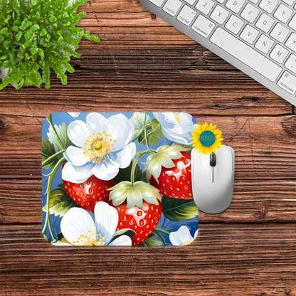 Strawberry Blossom Garden Mouse Pad