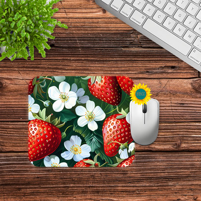 Strawberry Blossom Garden Mouse Pad