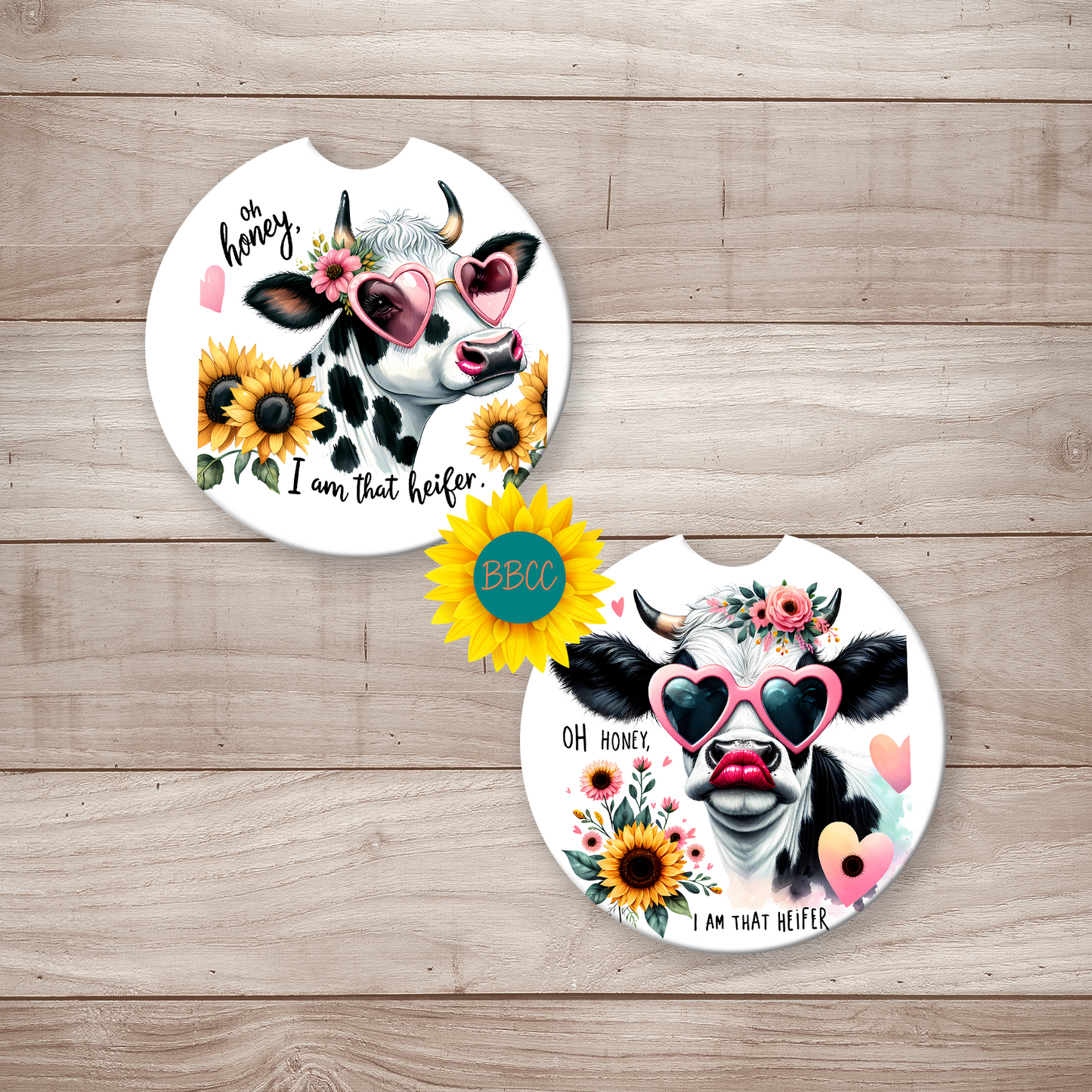Floral Dairy Cow Car Coasters – Classic Layout