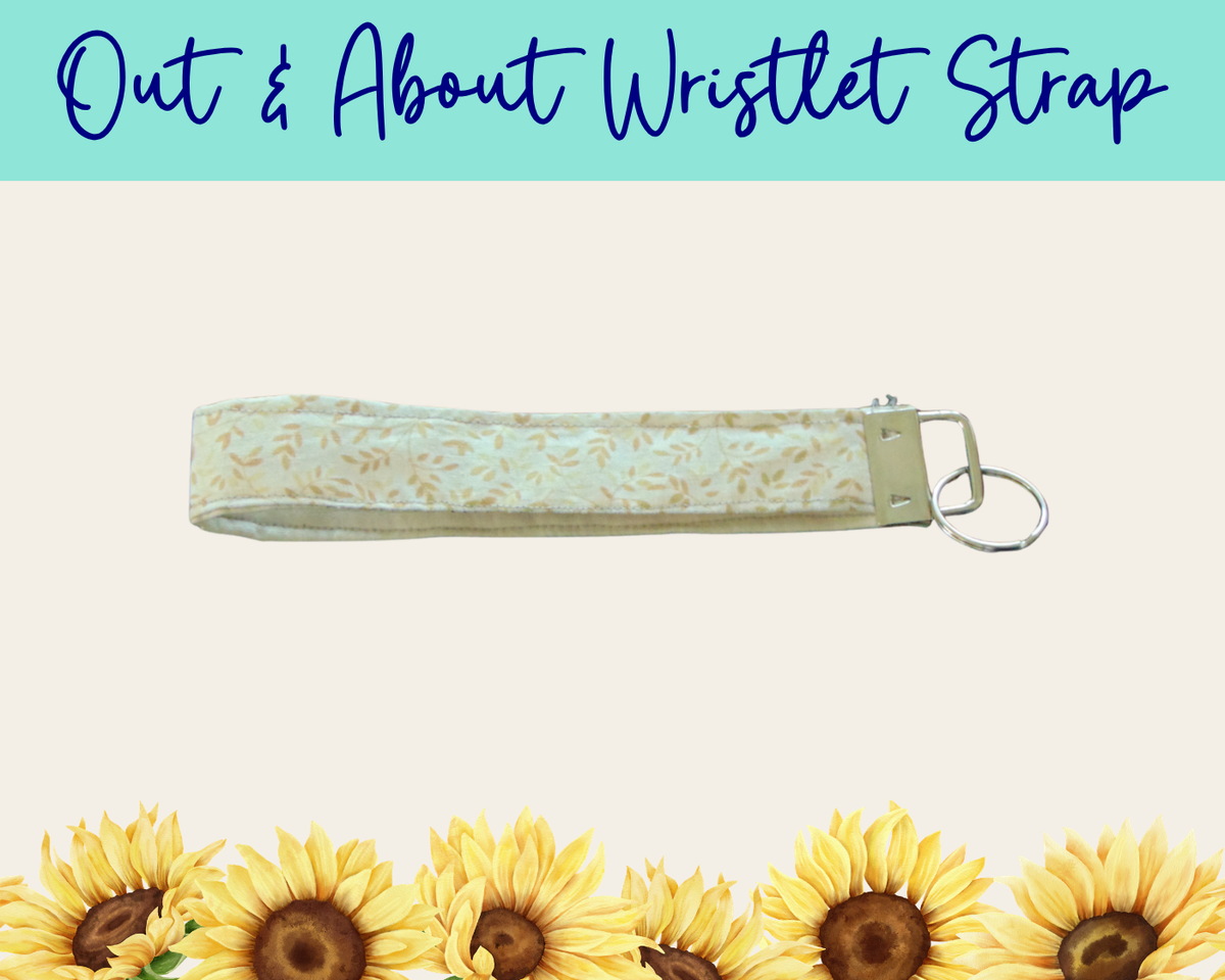 Whispering Vines Cream Out & About Wristlet Strap | Handmade Fabric Wristlet