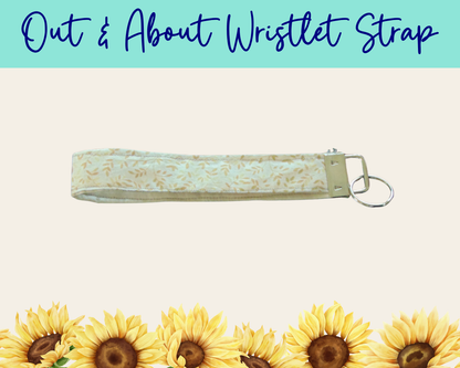 Whispering Vines Cream Out & About Wristlet Strap | Handmade Fabric Wristlet