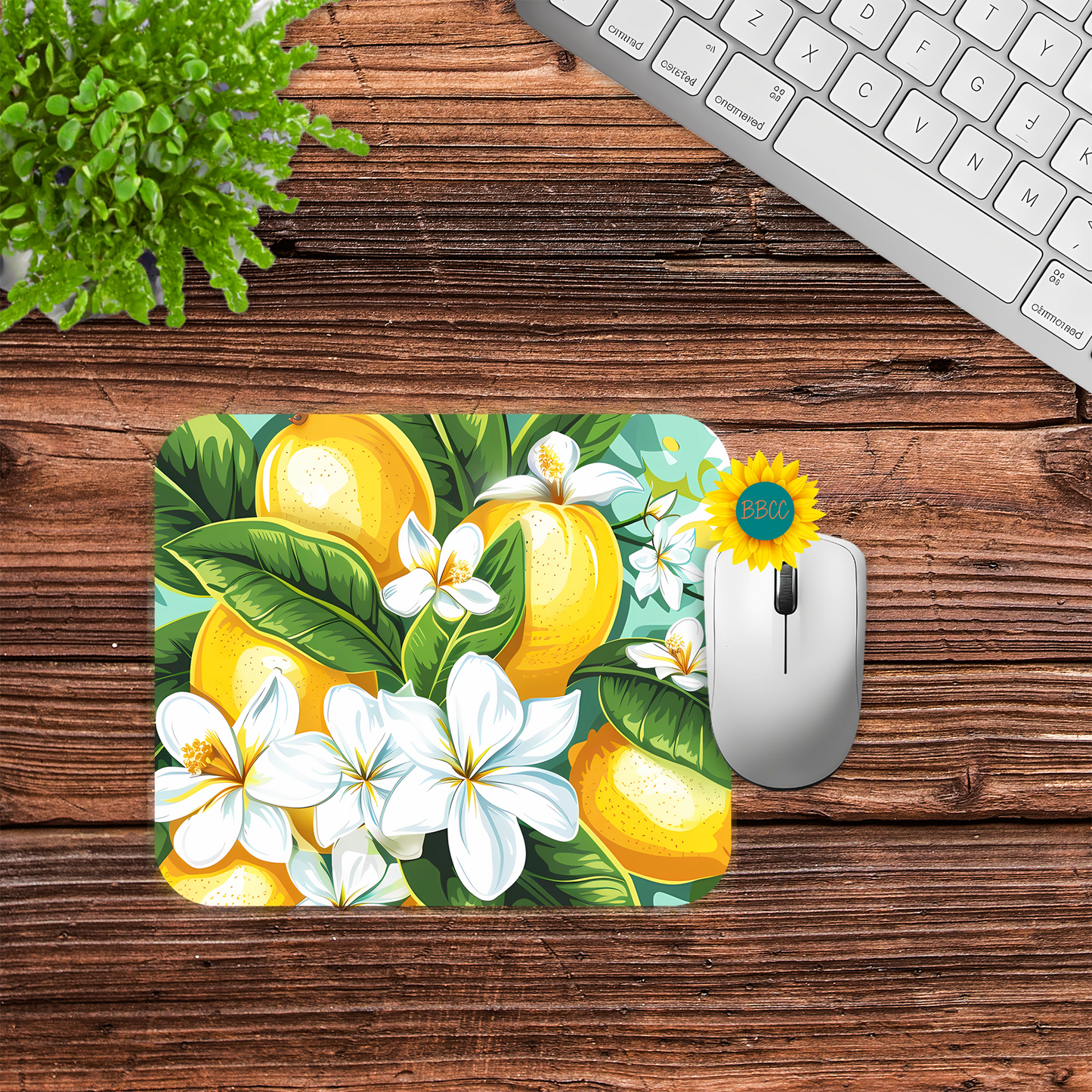 Lemon Blossom Summer Mouse Pad