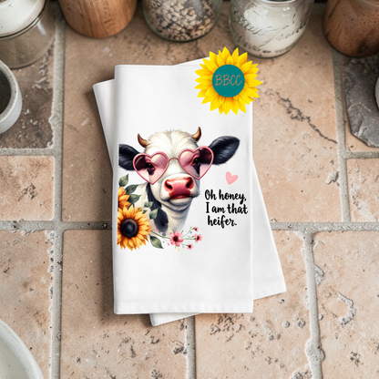 Sweet Sass Heifer Cow Tea Towel