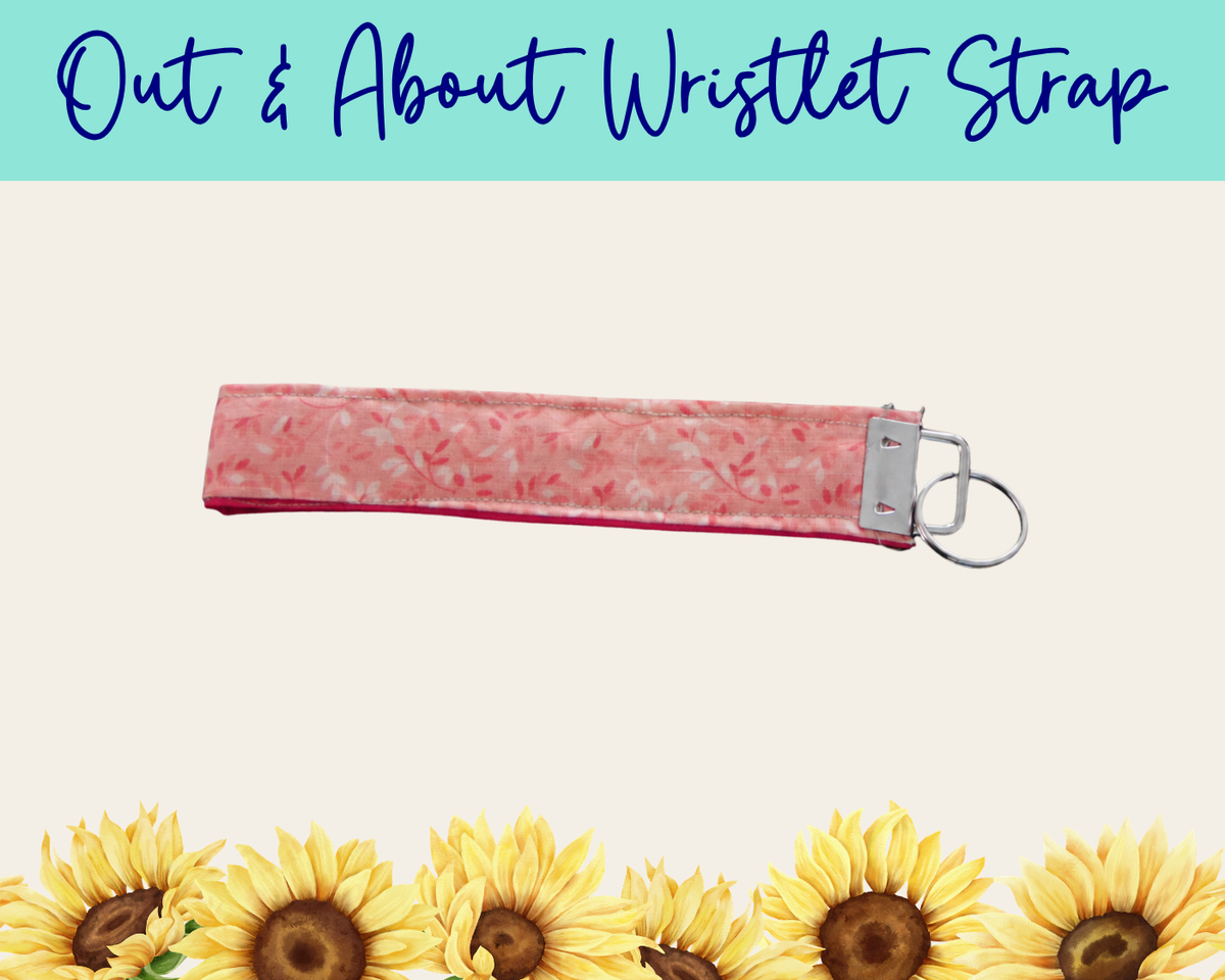 Whispering Vines Pink 1 Out & About Wristlet Strap | Handmade Fabric Wristlet