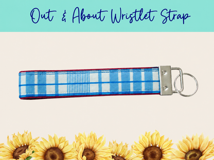 Blue Americana Plaid Out & About Wristlet Strap – Style 2 | Handmade Fabric Wristlet