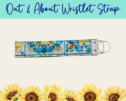 Lemon Grove Tiles Out & About Wristlet Strap | Handmade Fabric Wristlet