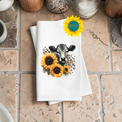 Sunflower Cow Kitchen Tea Towel