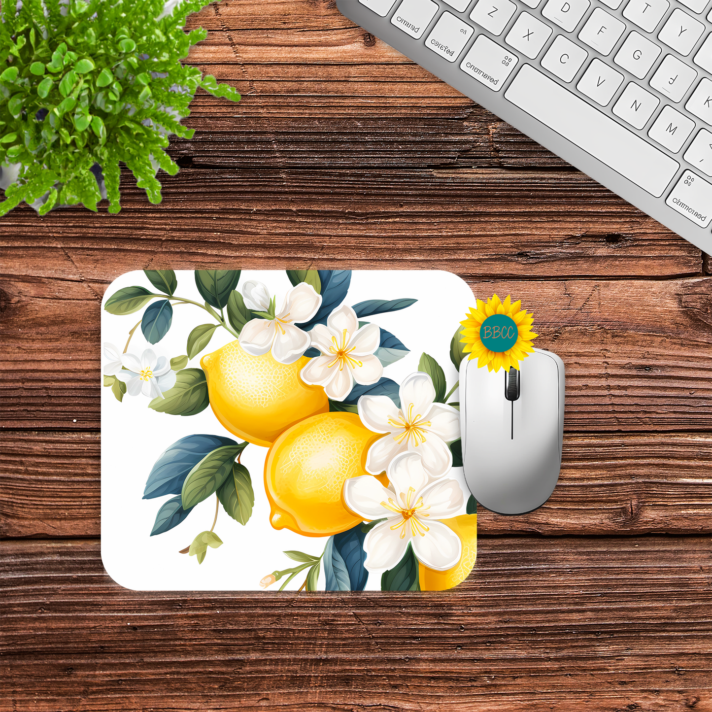 Lemon Blossom Floral Mouse Pad