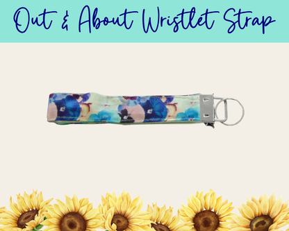 Pansy Meadow White Out & About Wristlet Strap | Handmade Fabric Wristlet