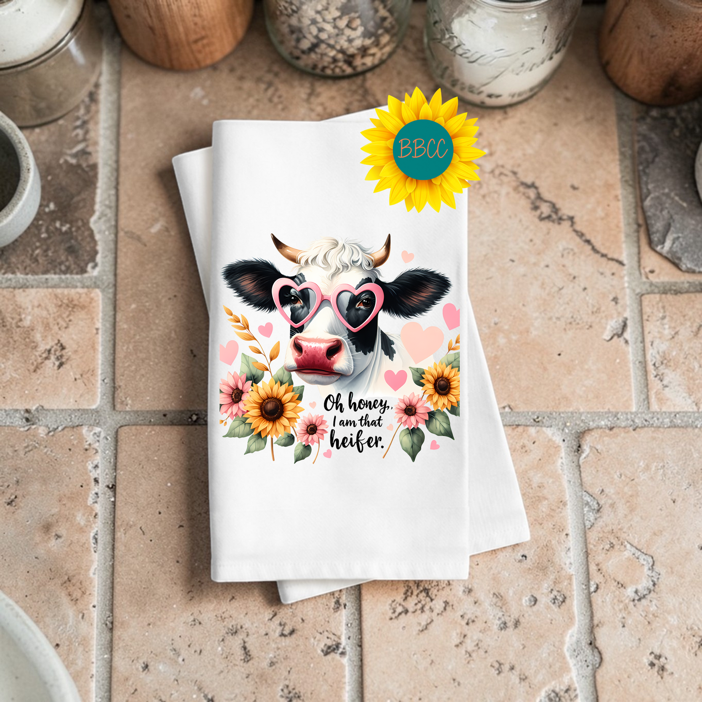 Heifer Energy Cow Tea Towel