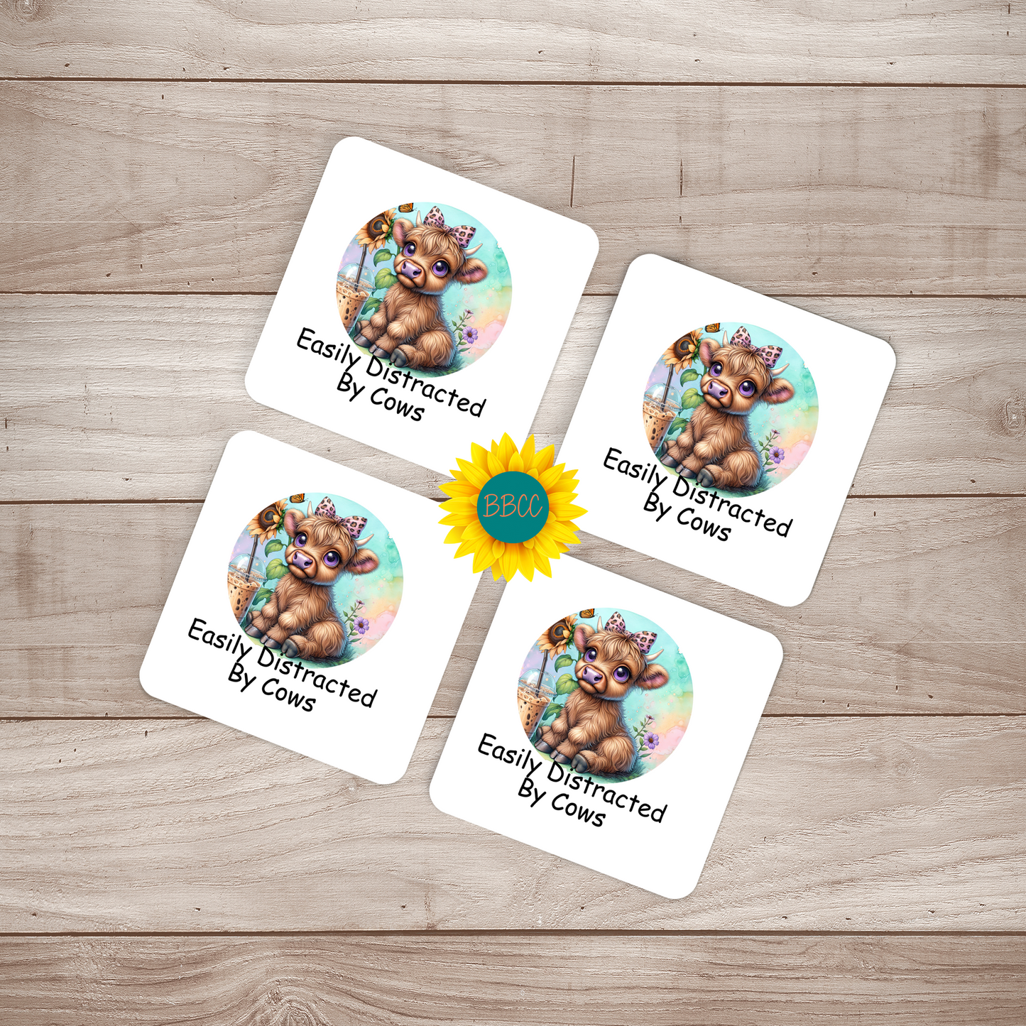 Cow Easily Distracted By Cows Square Coasters