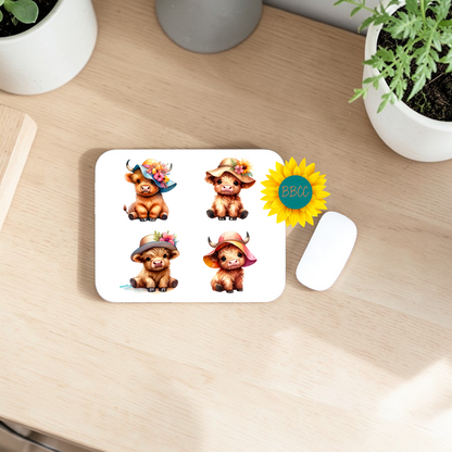 Cute Cow Summer Hats Collection Mouse Pad