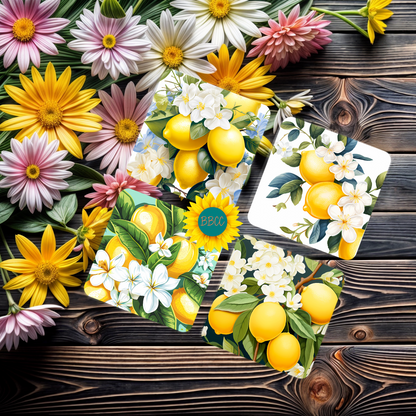 Lemon Blossom Summer Square Coasters