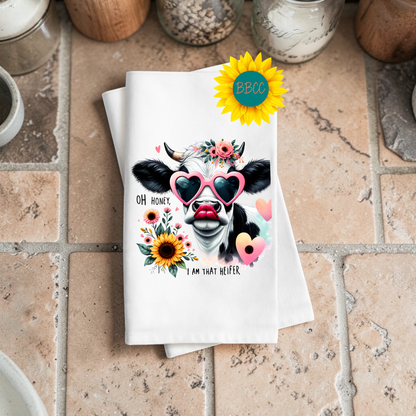 Bold & Boujee Heifer Cow Tea Towel
